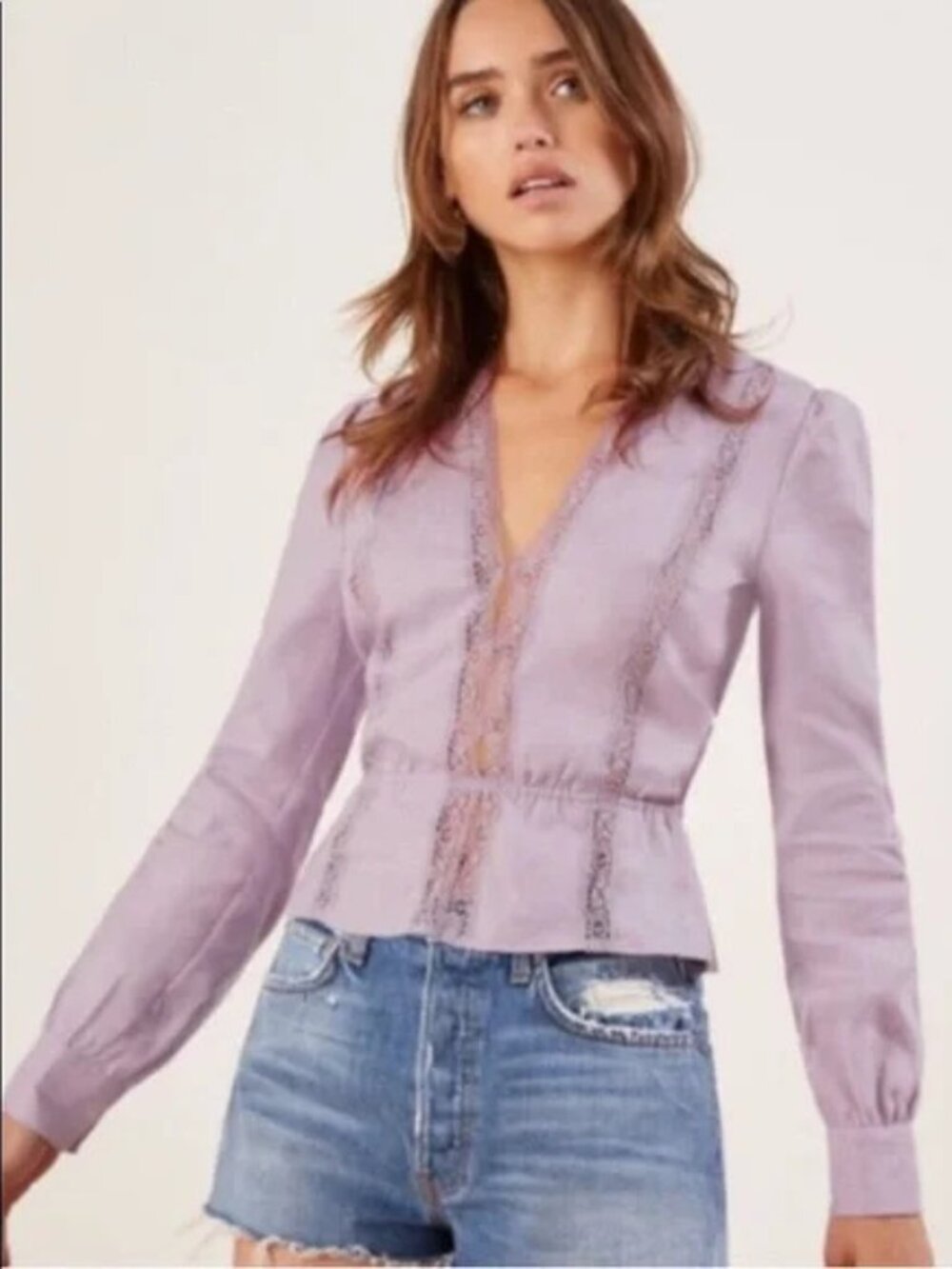 Reformation Lavender linen blouse
